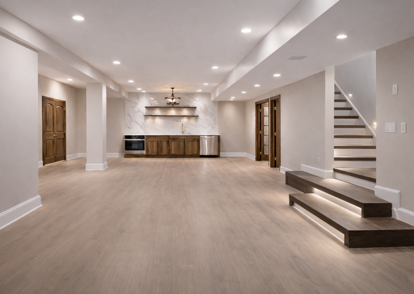 Open Lower Level with Wet Bar