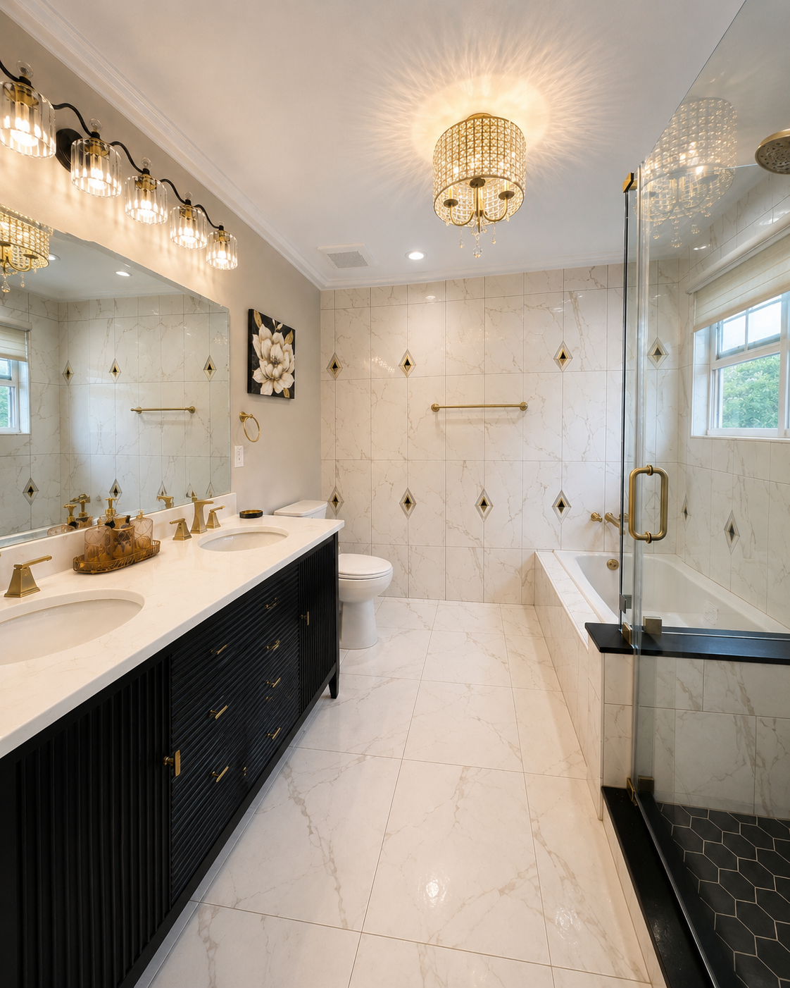 Black & Gold Primary Bathroom